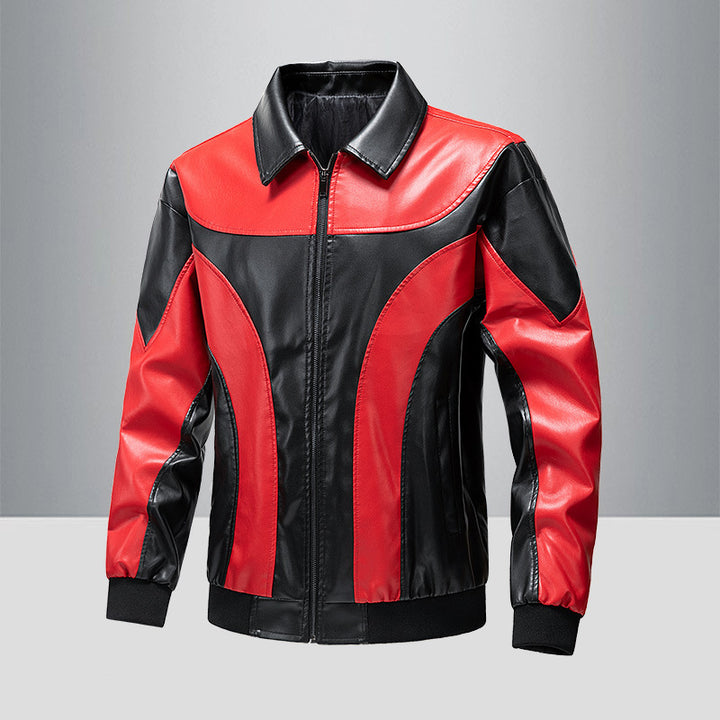 Herren Kunstlederjacke im modernen Design mit kontrastierenden Akzenten Aliams