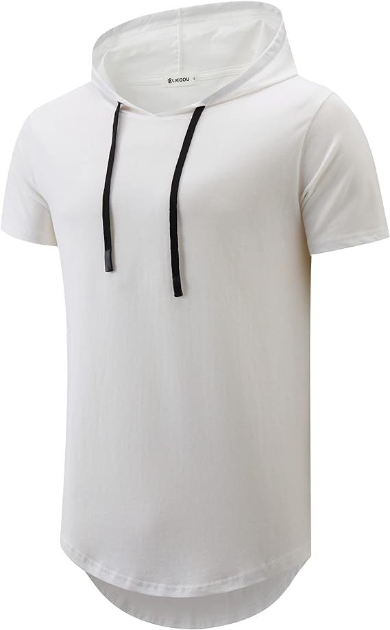 Herren Kurzarm Hoodie T-Shirt mit modernem Schnitt und praktischen Kordeln Aliams