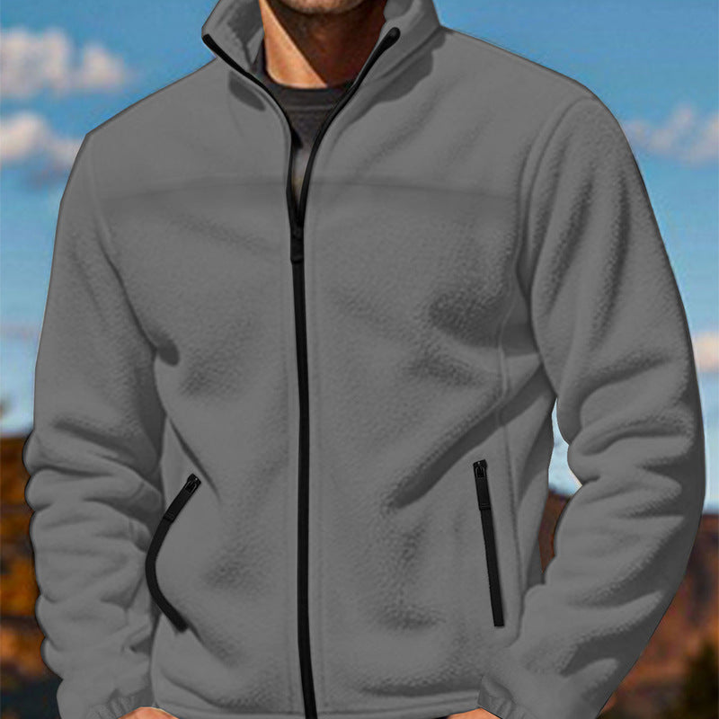 Herren Fleecejacke mit hochschließendem Kragen und Reißverschlusstaschen Aliams