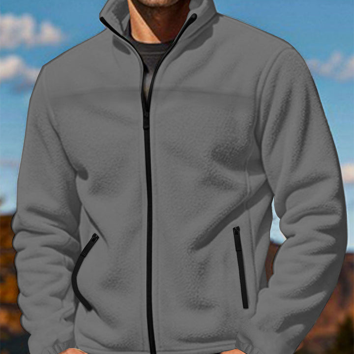 Herren Fleecejacke mit hochschließendem Kragen und Reißverschlusstaschen Aliams