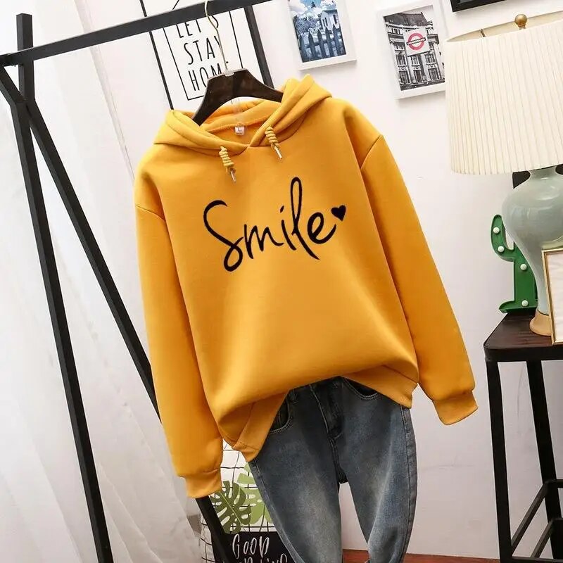 Aliams | Lässig Geschnittener Smile Kapuzenpulli für Frauen