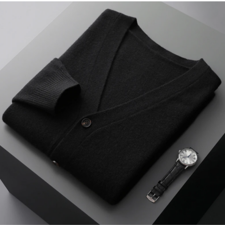 Aliams | Cashmere Strickjacke V-Ausschnitt Knopfverschluss Weicher Leichter Strick