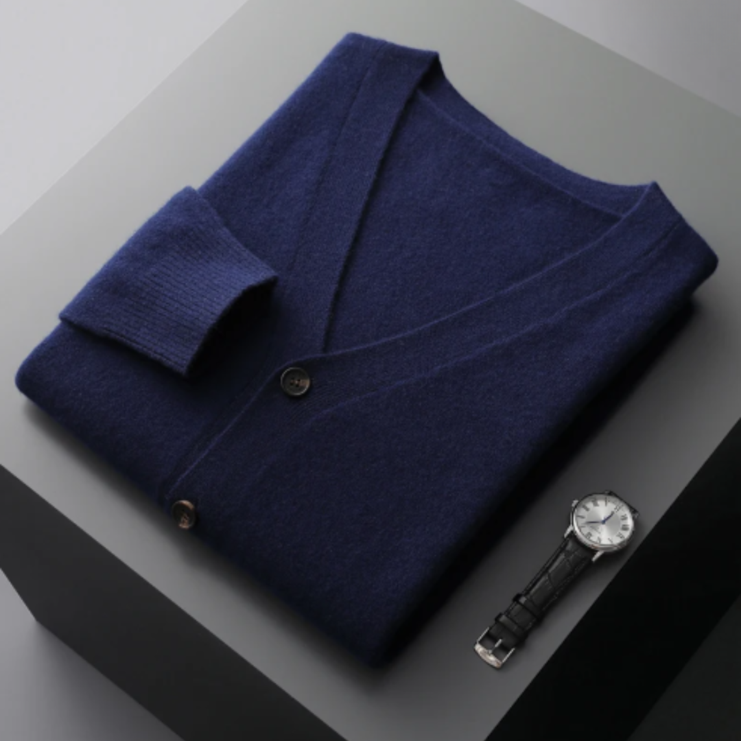 Aliams | Cashmere Strickjacke V-Ausschnitt Knopfverschluss Weicher Leichter Strick