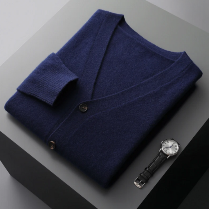 Aliams | Cashmere Strickjacke V-Ausschnitt Knopfverschluss Weicher Leichter Strick