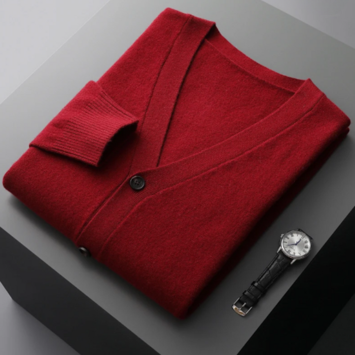 Aliams | Cashmere Strickjacke V-Ausschnitt Knopfverschluss Weicher Leichter Strick