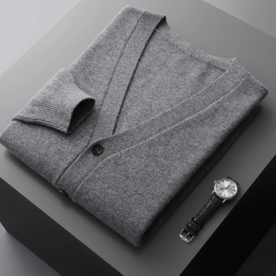 Aliams | Cashmere Strickjacke V-Ausschnitt Knopfverschluss Weicher Leichter Strick