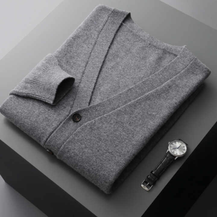 Aliams | Cashmere Strickjacke V-Ausschnitt Knopfverschluss Weicher Leichter Strick