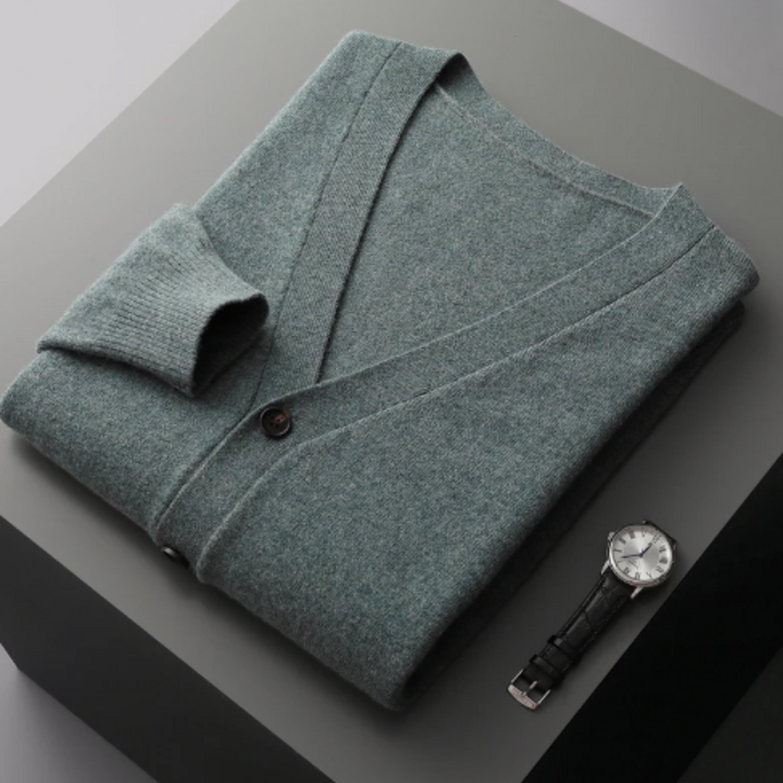 Aliams | Cashmere Strickjacke V-Ausschnitt Knopfverschluss Weicher Leichter Strick