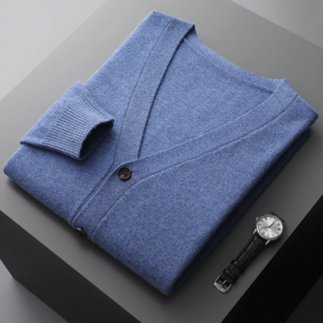 Aliams | Cashmere Strickjacke V-Ausschnitt Knopfverschluss Weicher Leichter Strick