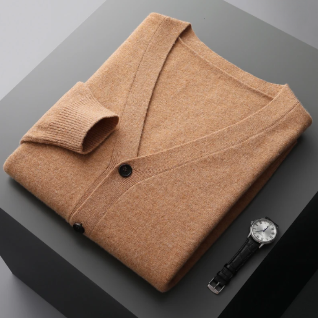 Aliams | Cashmere Strickjacke V-Ausschnitt Knopfverschluss Weicher Leichter Strick