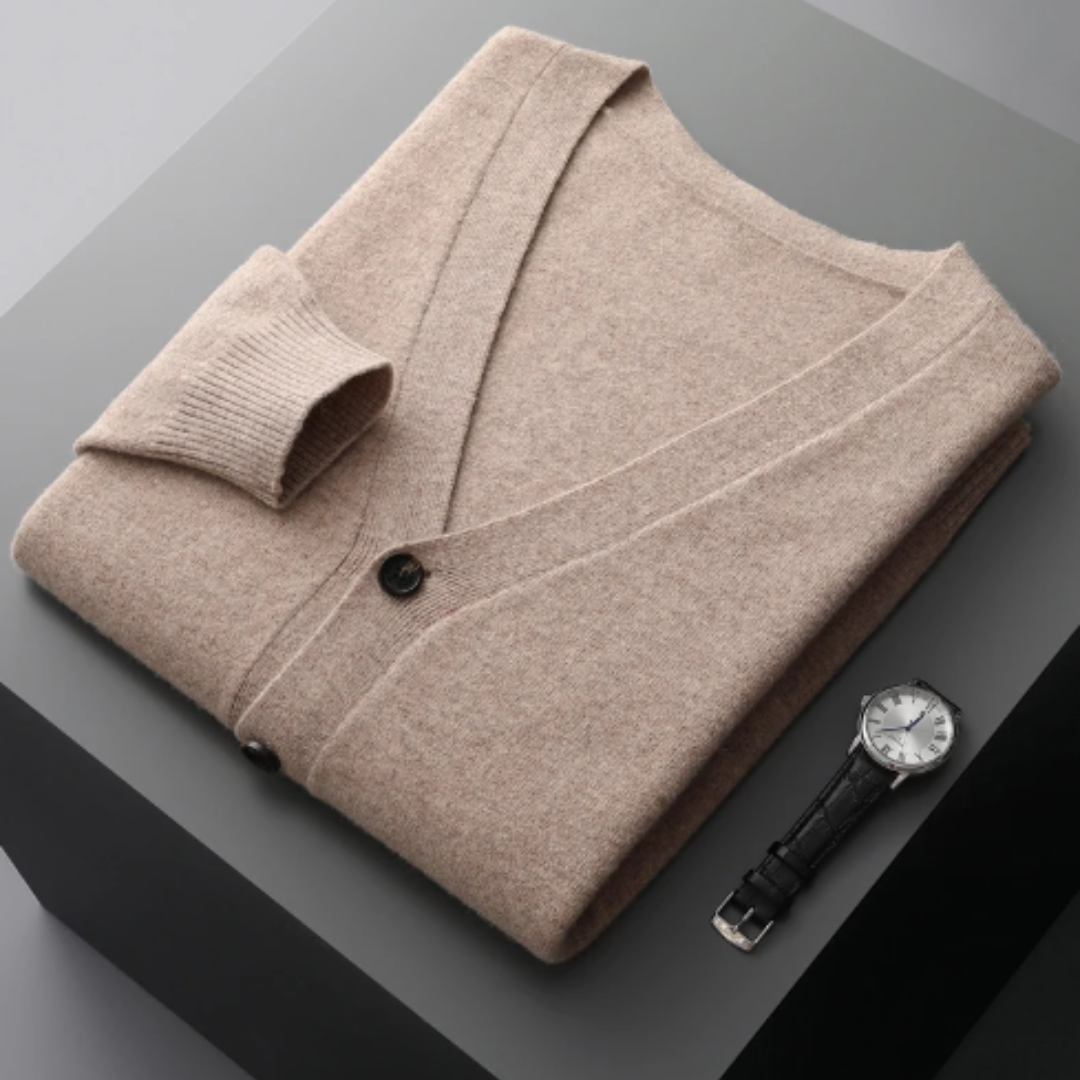 Aliams | Cashmere Strickjacke V-Ausschnitt Knopfverschluss Weicher Leichter Strick