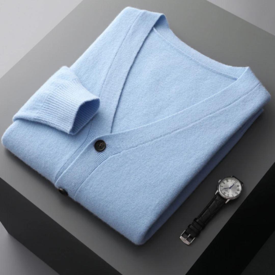 Aliams | Cashmere Strickjacke V-Ausschnitt Knopfverschluss Weicher Leichter Strick