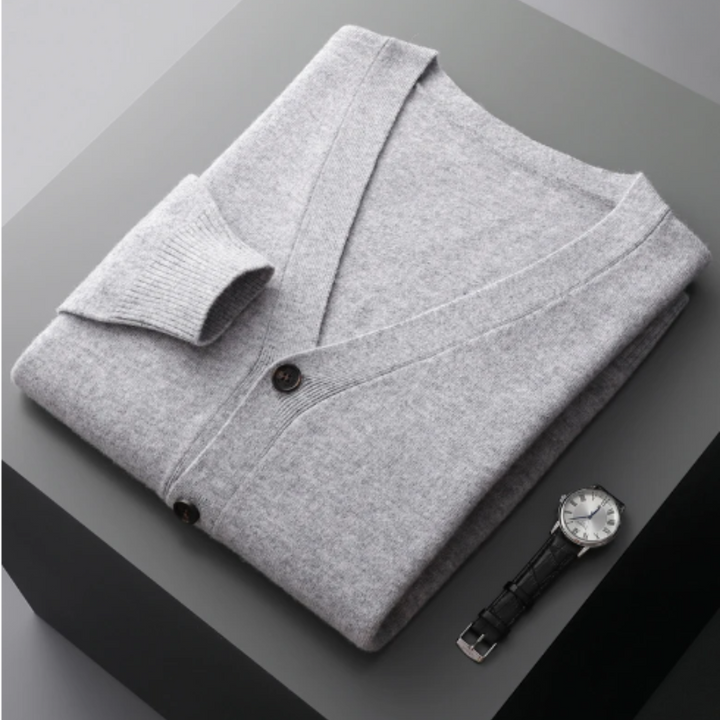 Aliams | Cashmere Strickjacke V-Ausschnitt Knopfverschluss Weicher Leichter Strick