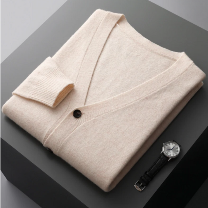 Aliams | Cashmere Strickjacke V-Ausschnitt Knopfverschluss Weicher Leichter Strick