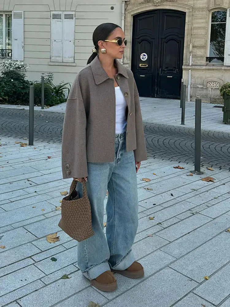 Oversized Einreiher Jacke Für Damen Im Herbst