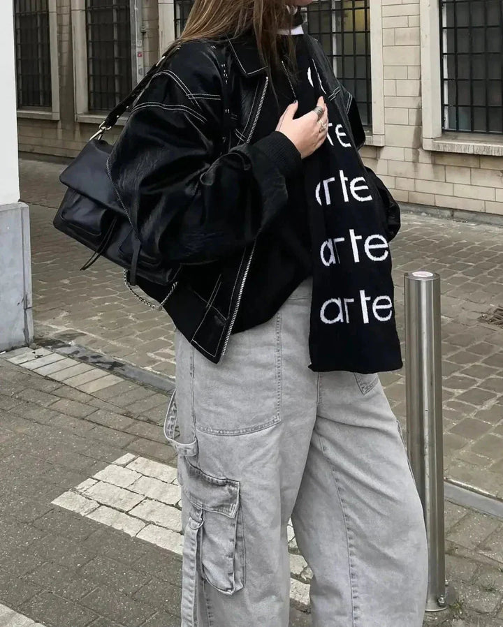 Oversize-Bomberjacke Mit Reißverschluss Für Herbst