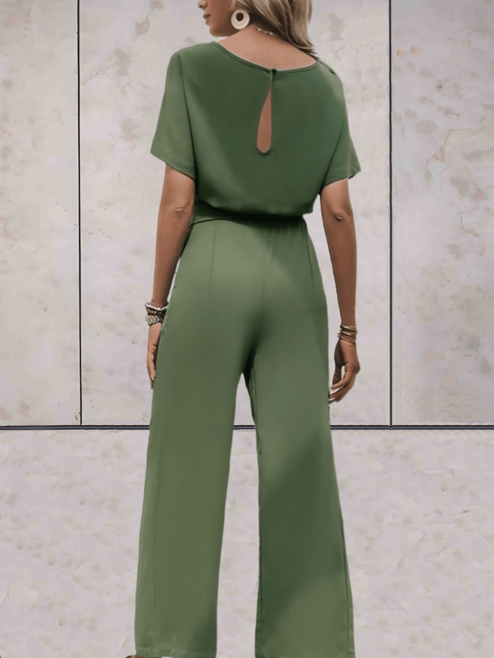 Aliams | Jumpsuit mit Gürtel und Kurzen Ärmeln