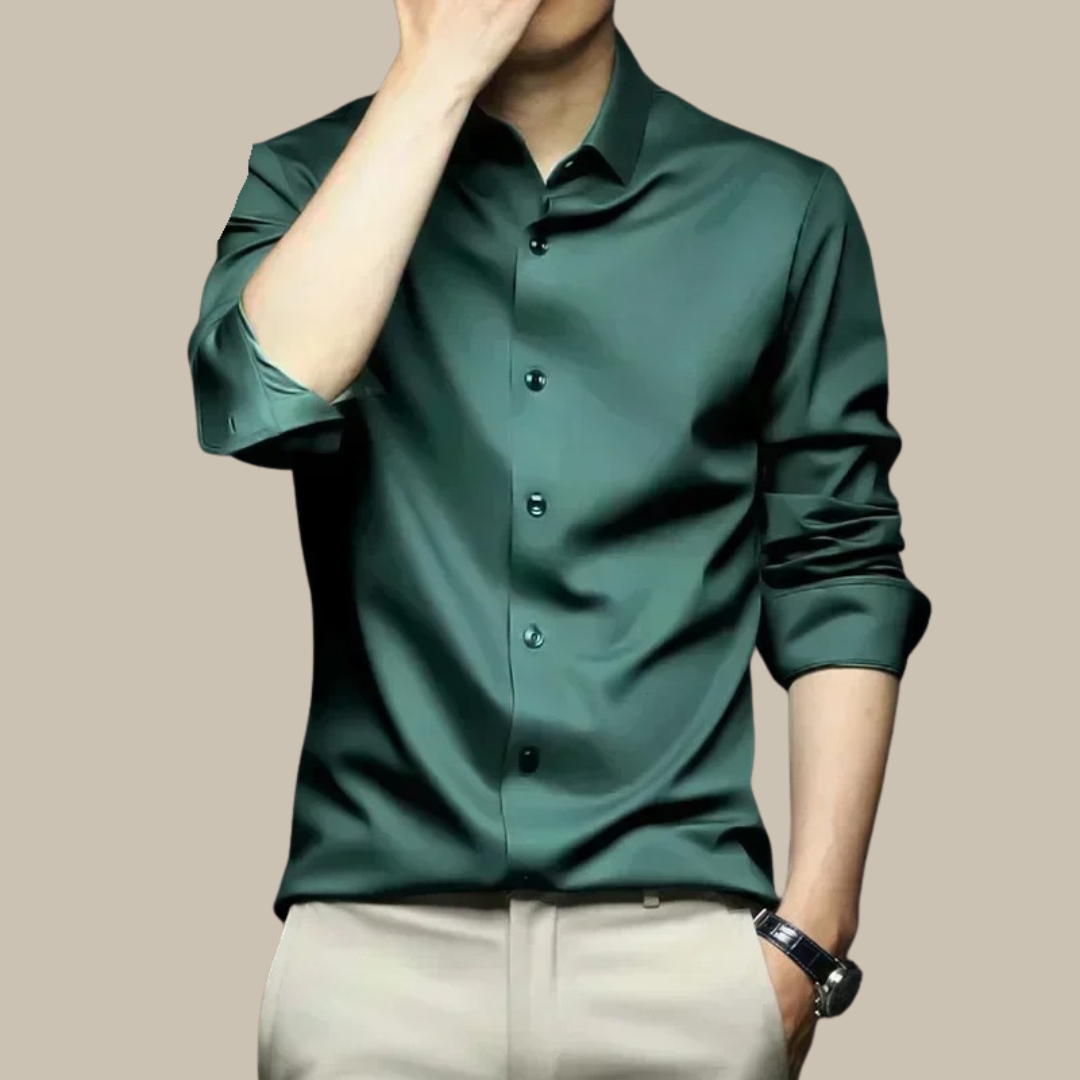 Aliams | Luxuriöses, Lässiges Seidenhemd für Herren