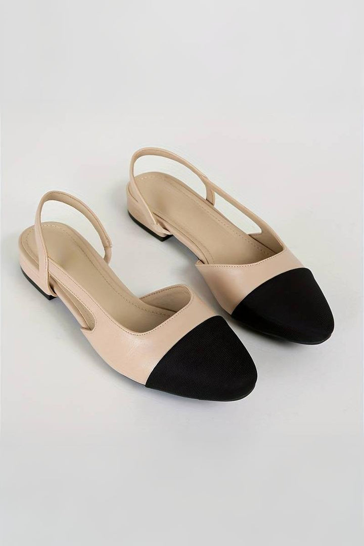 Aliams | Slingback Ballerinas In Beige & Schwarz Klassischer Chic
