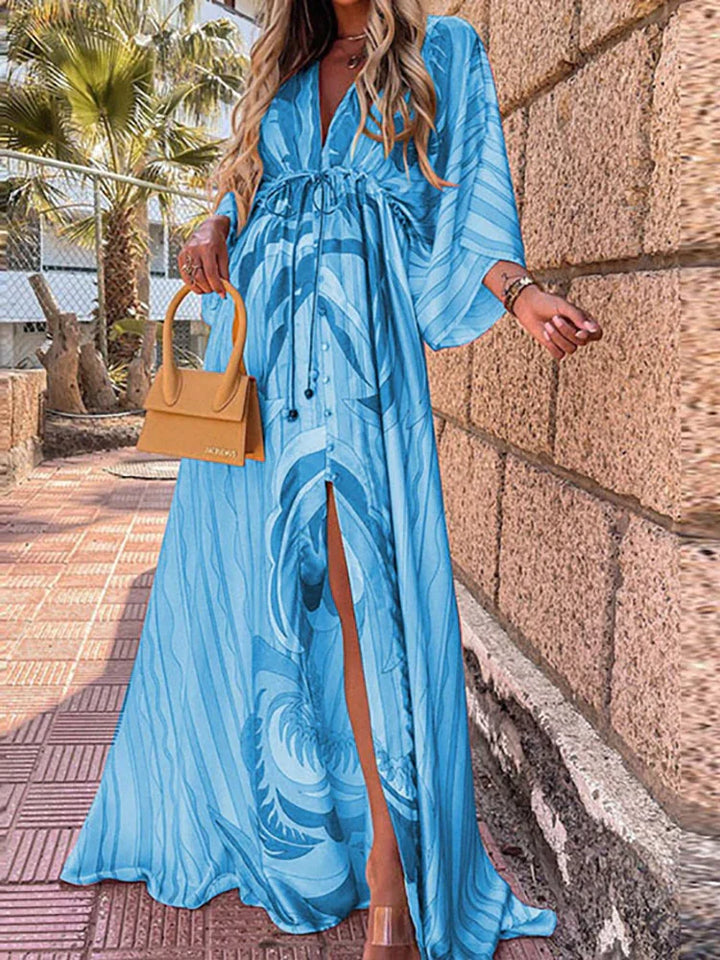 Aliams | Elegnat Bedrucktes Beach Cover Up Kleid