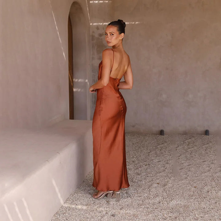Aliams | Langes Satin Kleid