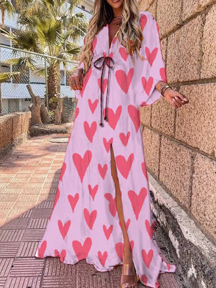 Aliams | Elegnat Bedrucktes Beach Cover Up Kleid