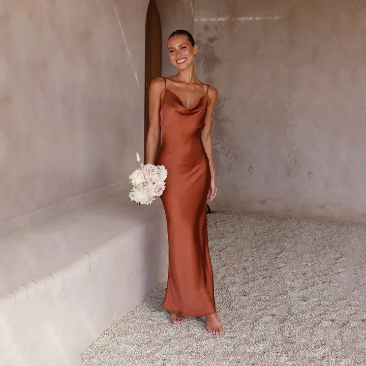 Aliams | Langes Satin Kleid