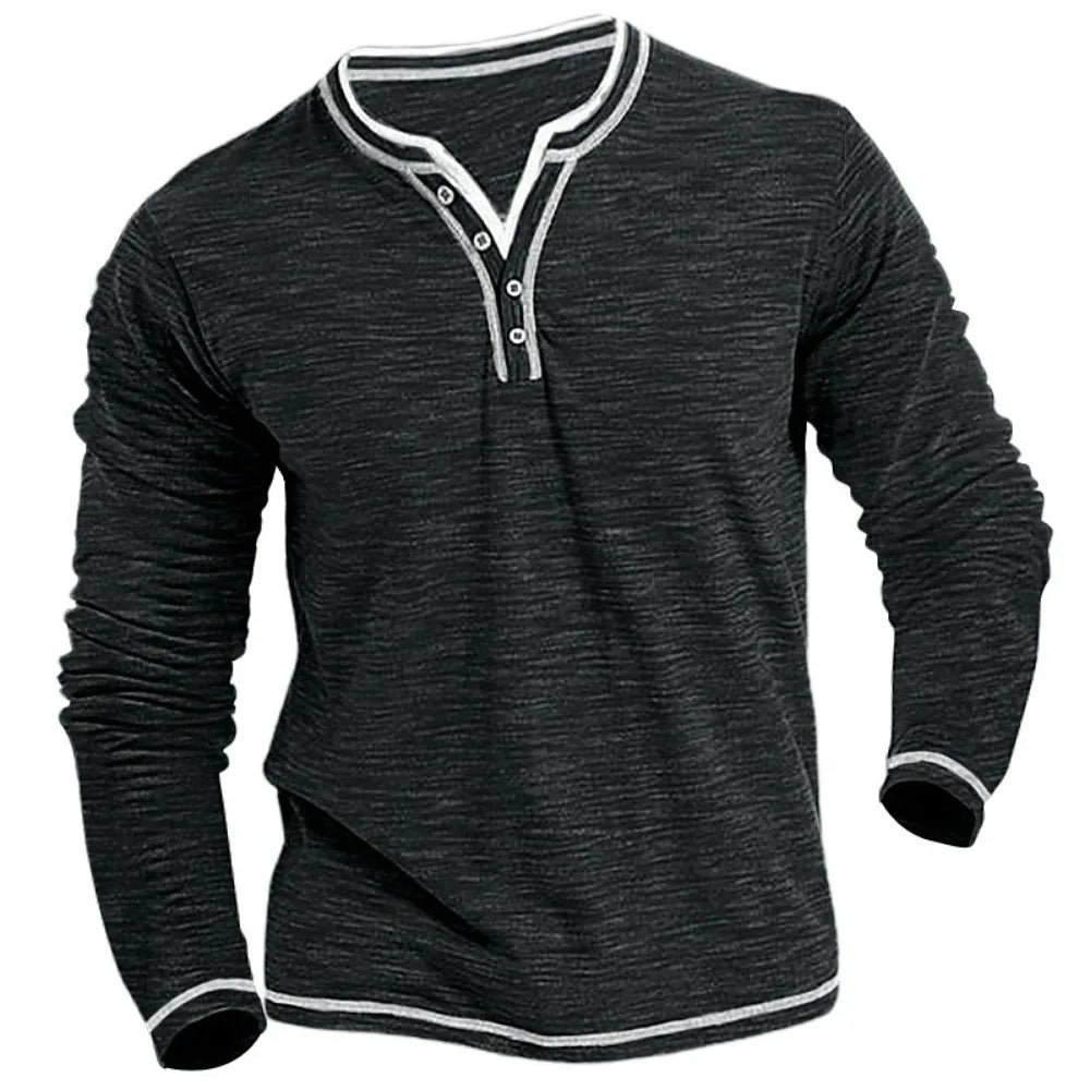 Herren Langarmshirt Mit V-Ausschnitt