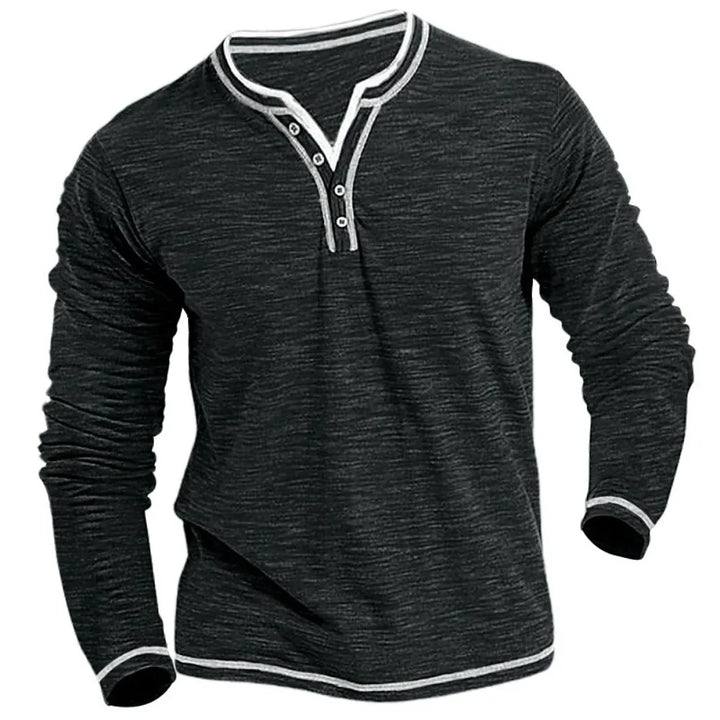 Herren Langarmshirt Mit V-Ausschnitt