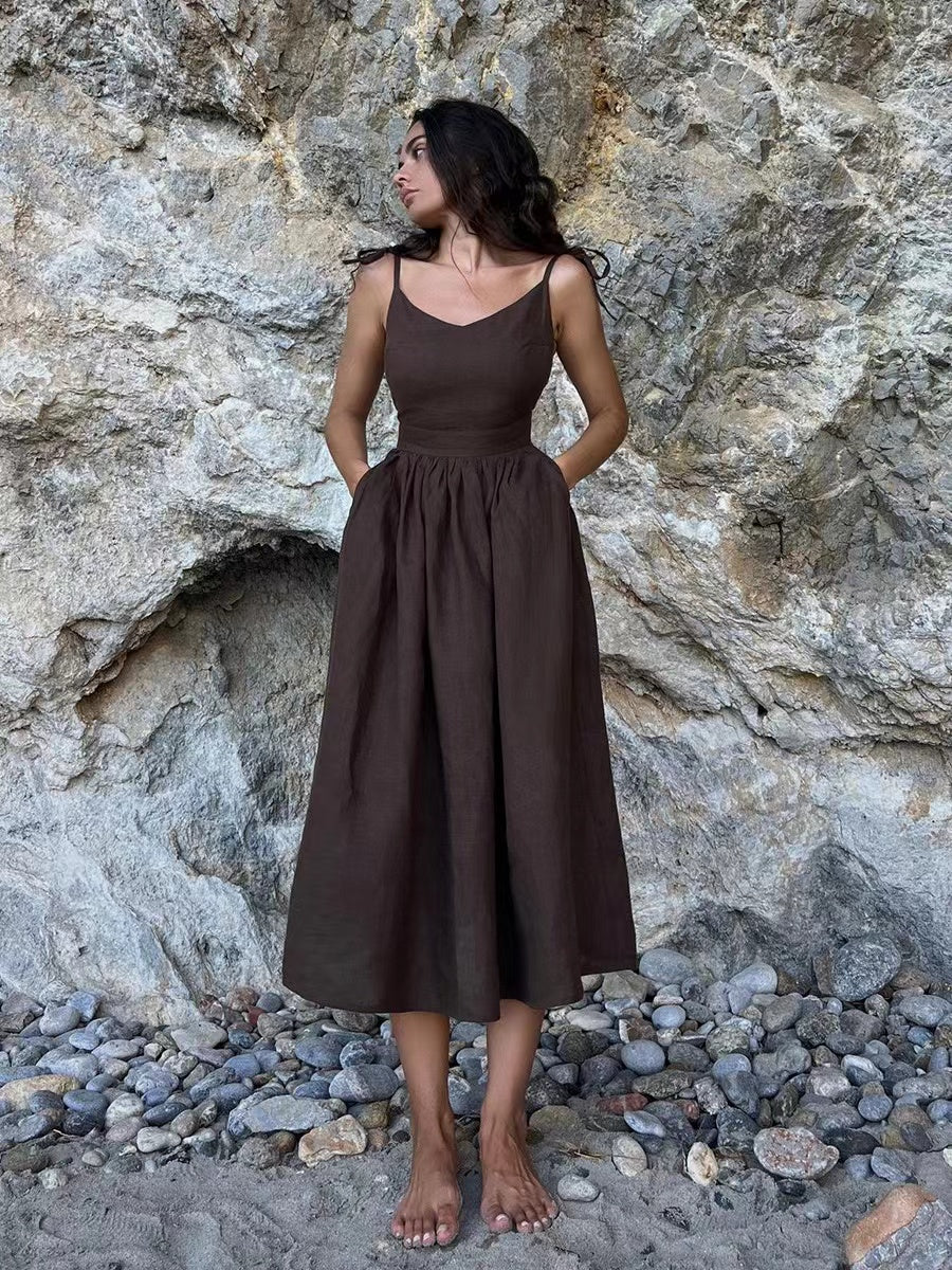 Aliams | Atmungsaktives Sommerkleid Aus Leinen für Damen