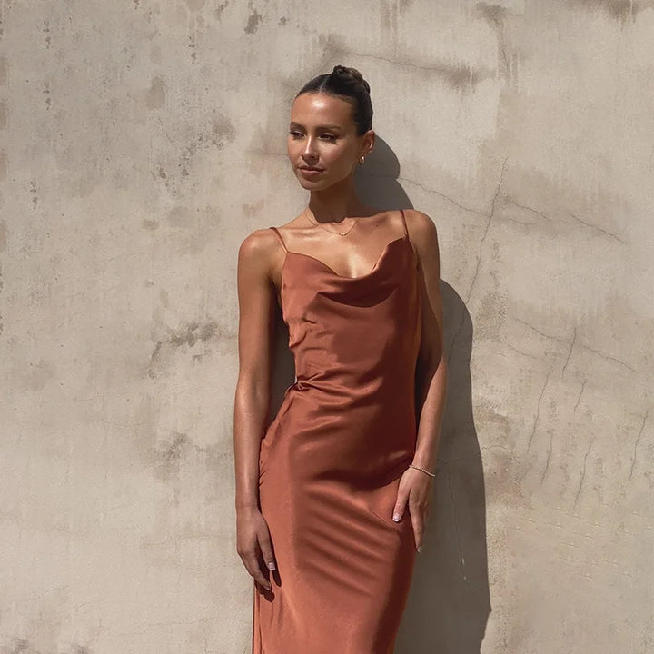 Aliams | Langes Satin Kleid