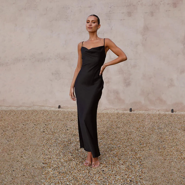 Aliams | Langes Satin Kleid