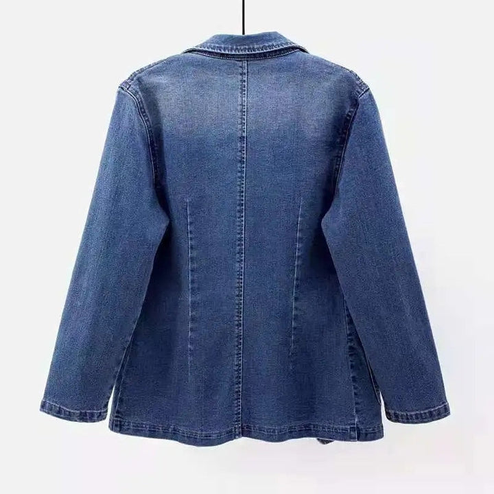 Damen Denim Blazer - Bequeme Passform, Knitterfrei