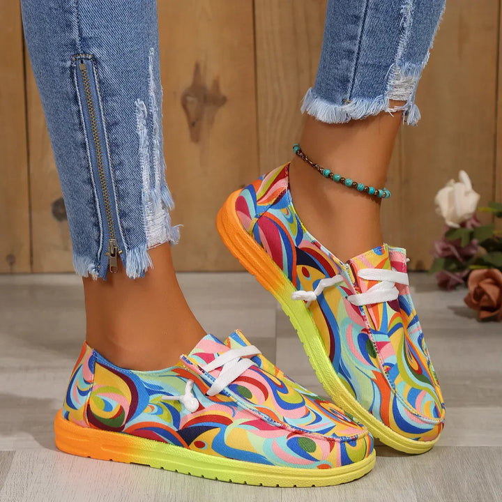 Aliams | Ethnische Regenbogen-Leinwandschuhe