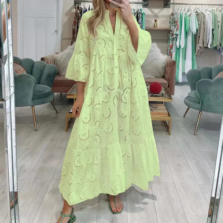 Aliams | Elegantes Kleid mit Bestickten Ösen