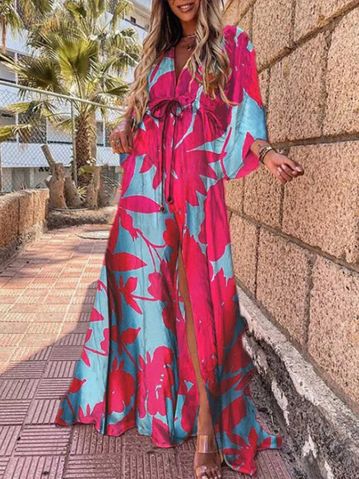 Aliams | Elegnat Bedrucktes Beach Cover Up Kleid
