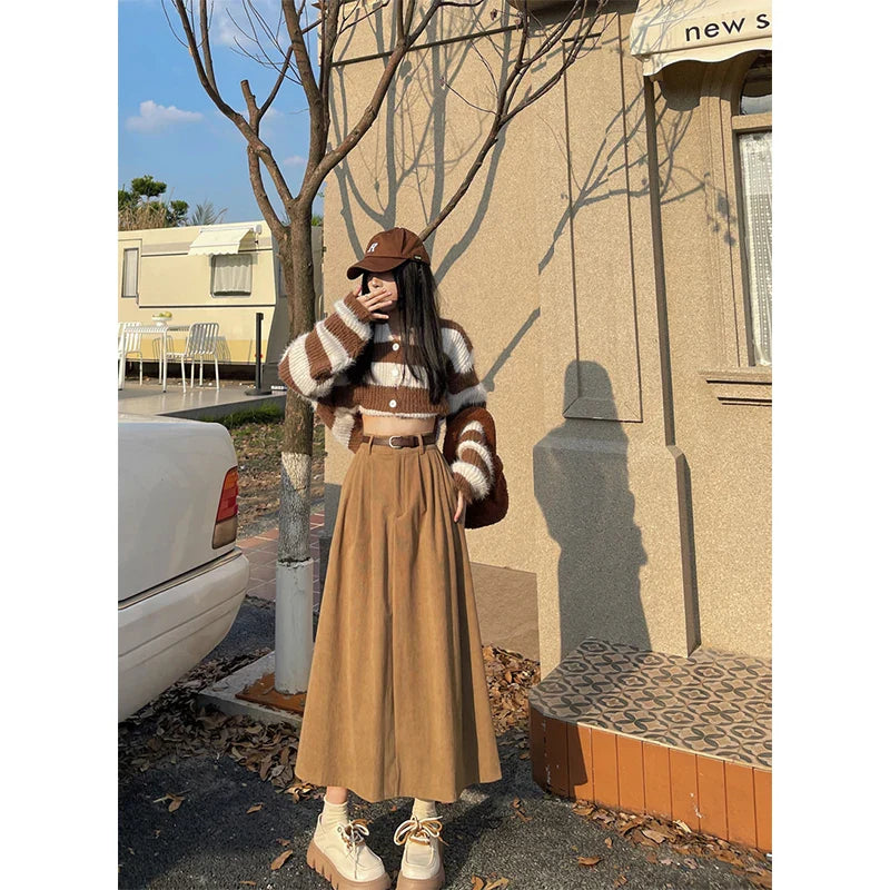 Vintage Corduroy Midi-Rock