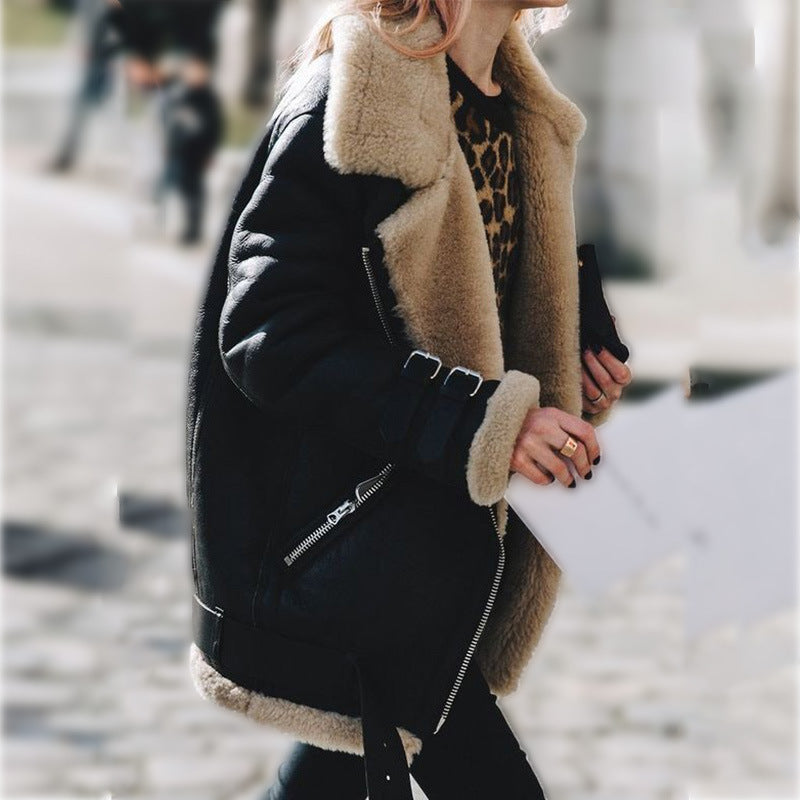 Fenja | Shearling Aviatorjacke Mit Schnallen Und Futter