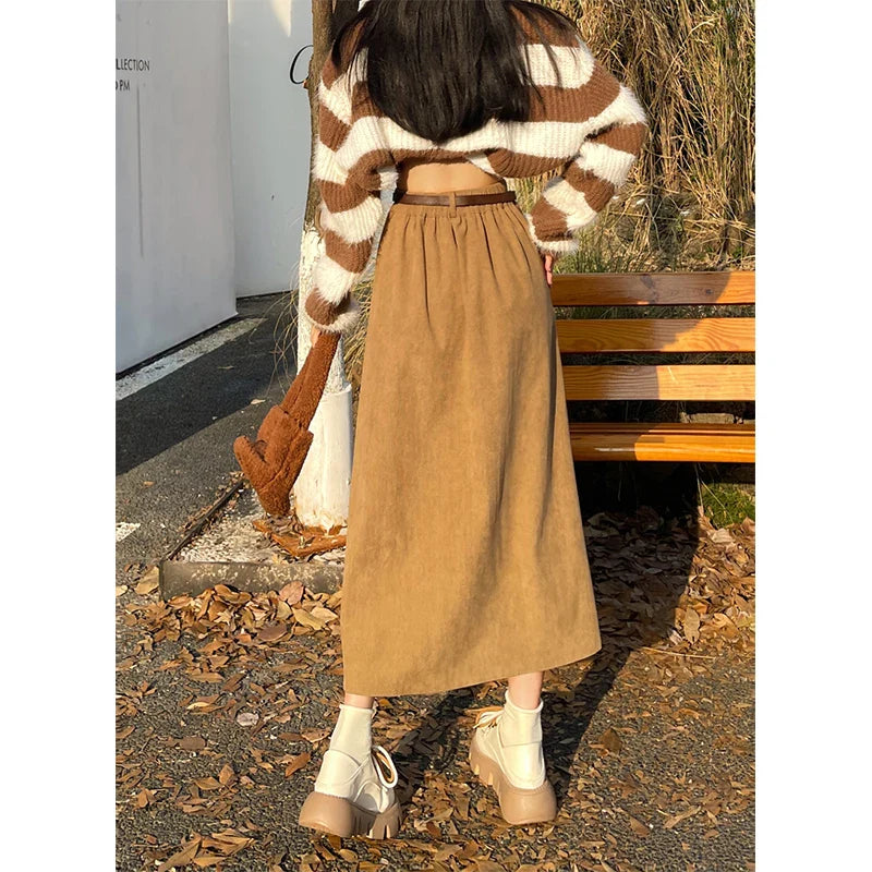 Vintage Corduroy Midi-Rock