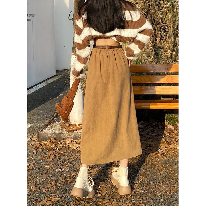 Vintage Corduroy Midi-Rock