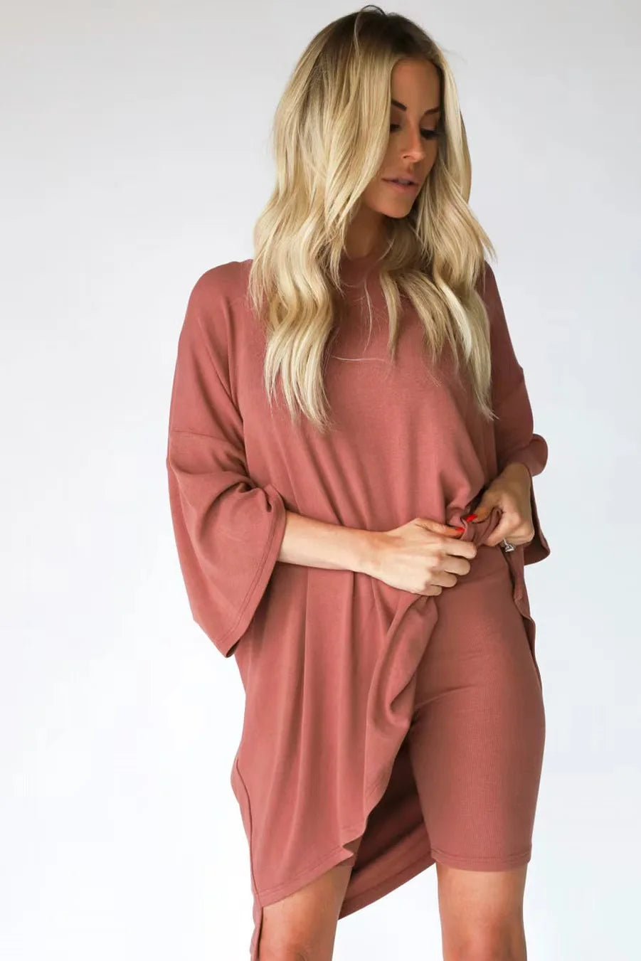 Aliams | Damen Lounge Satz mit Oversize T-Shirt und Biker Shorts