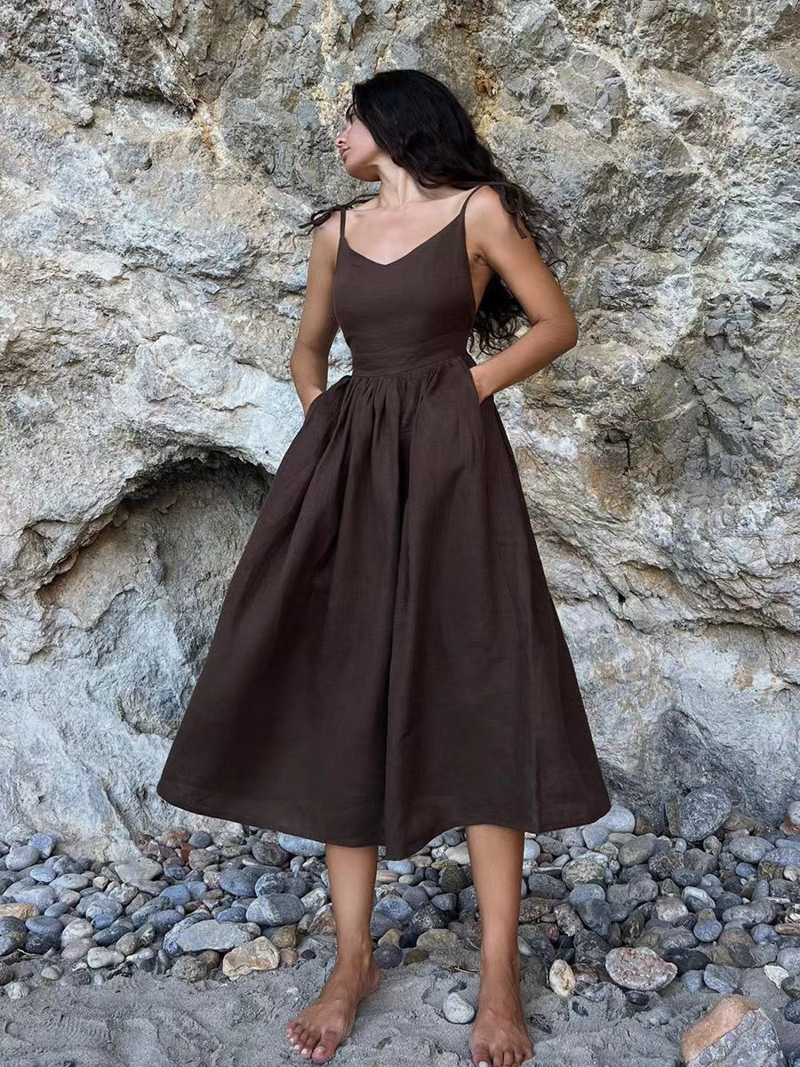 Aliams | Atmungsaktives Sommerkleid Aus Leinen für Damen