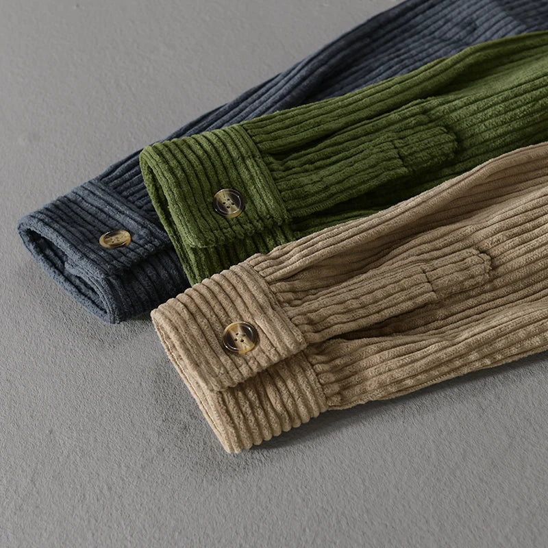 Herren Cord-Hemd Mit Knopfleiste