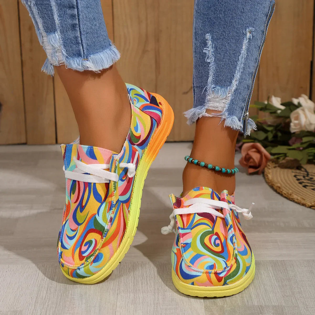 Aliams | Ethnische Regenbogen-Leinwandschuhe
