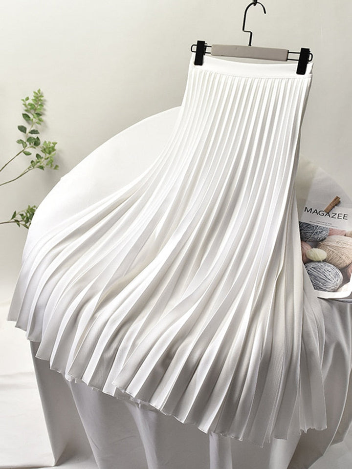 Aliams | Markendesigner Damen Eleganter Schicker Solider Plisseerock Hohe Taille Luxusmode