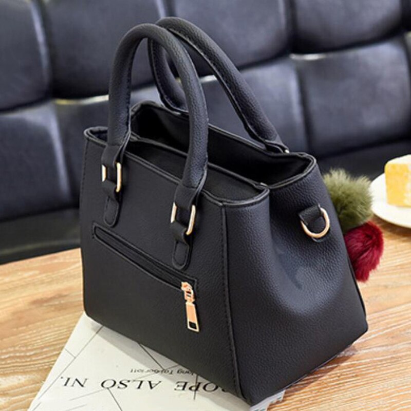 Aliams | Damen-Tasche Lederhandtasche mit 3 weichen Plüschbällen