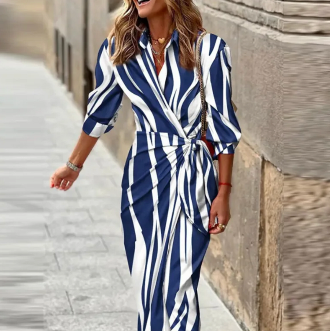 Aliams | Bedrucktes Elegantes Kleid mit Halben Ärmeln