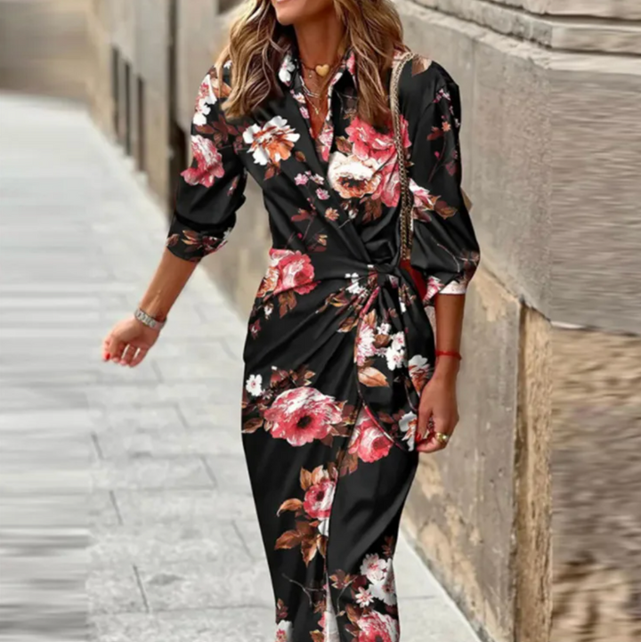 Aliams | Bedrucktes Elegantes Kleid mit Halben Ärmeln