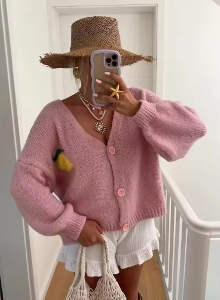 Aliams | Strickpullover mit Zitronenprint für Damen