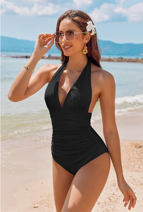 Aliams | Wunderschöner Tankini mit Zufälligem Muster und Tiefem V-Ausschnitt